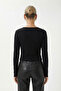 Women's Karmen Button Detailed Long Sleeve Black Basic Top / Blouse - 5