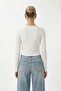 Women's Karmen Button Detailed Long Sleeve White Basic Top / Blouse - 7