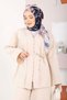 Brit Buttoned Belted Double Suit Beige - 2