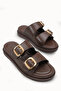 Mira Amara Women's Double Buckle Slippers 00120403 Brown - 5