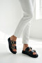 Mira Amara Women's Double Buckle Slippers 00120403 Black - 2