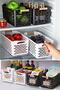 4-Piece Multi-Purpose Organizer Basket with Handles - In-Cabinet and Refrigerator Organizer Basket-Black-White - 4