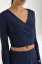 Ultra Soft Blouse with Tie Detail in Navy Blue - 2