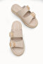 Mira Amara Women's Double Buckle Slippers 00120403 Beige - 6