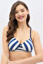 Padded Non-Wired Full Cup Floral Print T-shirt Bra in Navy - 2