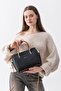 Pera Adjustable Strap, Embossed Lettering, Large Volume Women's Black Tan Hand and Shoulder Bag Pbu5404 - 5