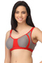 Supportz Non-Padded Non-Wired Colorblocked Full Coverage Bra in Red & Grey - Cotton - 2
