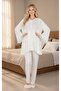 New Season Ecru Breastfeeding-Friendly Spanish Sleeve Design Maternity Pajama Set 3-Piece Set