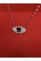 Navy Blue Stone Silver Necklace - 2