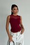 Women's Burgundy Sleeveless Lycra Tulle Detail Sandy Blouse Hzl26W-Fry123721