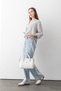 Pera Adjustable Strap Large Volume Women's White Hand and Shoulder Bag with Embossed Lettering Pbu5404 - 7