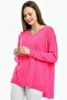 V-neck Long T Sleeve Back Long Front Short Slit Loose Cut Seasonal Basic Loose Knitwear Sweater