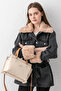 Pera Large Volume Women's Cream Handbag and Wallet Combination with Adjustable Strap Pbu54041002 - 2