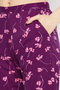 Pretty Florals Button Down Shirt & Pyjama Set in Wine Colour - 100% Cotton - 7
