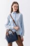 Pera Adjustable Strap, Embossed Lettering, Large Volume Women's Navy Blue Hand and Shoulder Bag Pbu5404 - 3