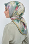 Sura Pure Silk Scarf 9515 - 02 Green Lilac Pastel Floral Pattern - 3
