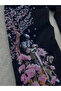 بنطلون جينز واسع الساق مطرز باللون الأسود من Night Blossom - 4