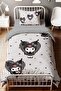 Gray Hearts Kuromi Patterned Single Baby Kids Duvet Cover Set - 2