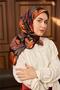 Black Orange Floral Pattern Tivil Woven Pure Silk Scarf-11493-13-Kvs0914 - 2