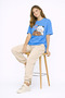 Cute Panda Printed Lover's Combination Couple T-Shirt Oversize Unisex Couple Combination Set of 2 Blue - 3