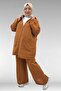 67035 Plus Size Hooded Zippered Muslin Pants Set - Cinnamon - 4