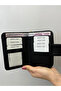 Black Gray Leather Women's Wallet with Gold Detail - 4