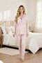 New Season Powder Long Dressing Gown with Ribbed Design, Special Design Maternity Dressing Gown Pajama Set - 6