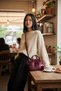 Women's Burgundy Cherry Plush Bag with Charm Detail, Double Handle Crossbody Hand and Shoulder Bag Valentina - 2