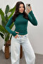 Women's Petrol Green Finger Detailed Bodysuit - 4