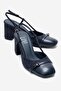 Desia Navy Blue Suede Women's Thick Heeled Shoes