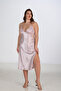 Women's Satin Slit Back Detail Plus Size Nightgown |   Powder 2201 - 2
