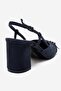 Desia Navy Blue Suede Women's Thick Heeled Shoes - 5