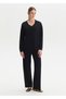 Cotton Silk Blend Black Knitwear Trousers - 3
