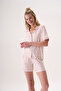 Short Sleeve Shirt Collar Front Buttoned Floral Patterned Bamboo Fabric Women's Shorts Set 26311 - 5