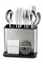 Stainless Steel 4-Section Cutlery Holder with Built-In Drainer System