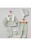 5 Piece Cotton Scalloped Waffle Fabric Newborn Baby Girl Hospital Discharge Bodysuit Set 0-3 Months Boxed - 2