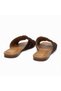 Brown Suede Genuine Leather Women's Daily Comfortable and Stylish Slippers with Gold Accessories - 3