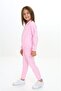 Girl's 2-Piece Set Embroidered Printed Stand Collar Zippered Sweatshirt & Ribbed Cuff with Pocket - 2