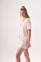 Short Sleeve Shirt Collar Front Buttoned Floral Patterned Bamboo Fabric Women's Shorts Set 26311 - 3