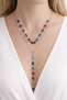 Multi-Colored Square Stone Multi-Layered Y-Shape Necklace, Summer Vacation Fashion Jewelry, Love and Affection Gift