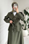Efnan Tansel Fabric Zippered Jacket - Skirt Hijab Set - Khaki - 6