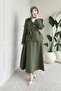 Efnan Tansel Fabric Zippered Jacket - Skirt Hijab Set - Khaki