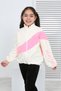 Girl's Stand Collar Zippered Color Block Raglan Sleeve Fleece Cardigan - Adjustable Elastic Waist - 3