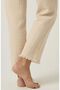 Ecru 100% Cotton Muslin Trousers - Elastic Waist, Lace-Up, Narrow Leg, Anti-Sweat Summer Women's Trousers - 6