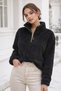 Women's Plush Teddy Crop Sweatshirt Half Zip Oversize Fleece - 4