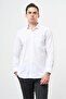 Men's White Long Sleeve Patterned Half Italian Collar Pocketed Cotton Comfort Fit Shirt 1004245183 - 3