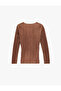 Women'S Brown Pleated Blouse - 2