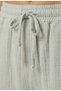 Gray 100% Cotton Muslin Fabric Narrow-Leg Ankle-Length Women's Trousers - Elastic Waist with Laces - 5