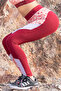 Snug Fit Ankle-Length Printed Active Tights in Red - 2