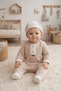 Baby Boy Beige Color Seasonal Stylish and Comfortable Jumpsuit (0-6 Months) (100% Cotton)